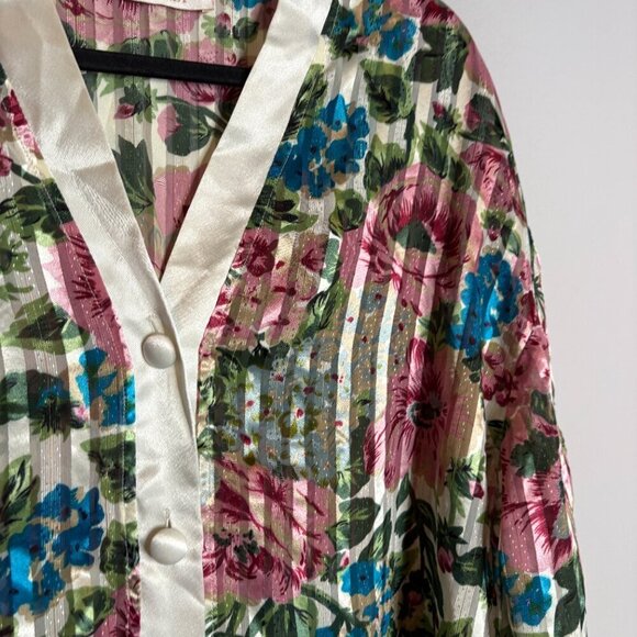 Vintage Victoria's Secret Gold Label striped floral oversized pajama top - Picture 2 of 5